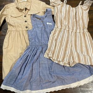 Girls size 6 lot Stylish Kids Dress Set - Blue, Tan, and Cream
